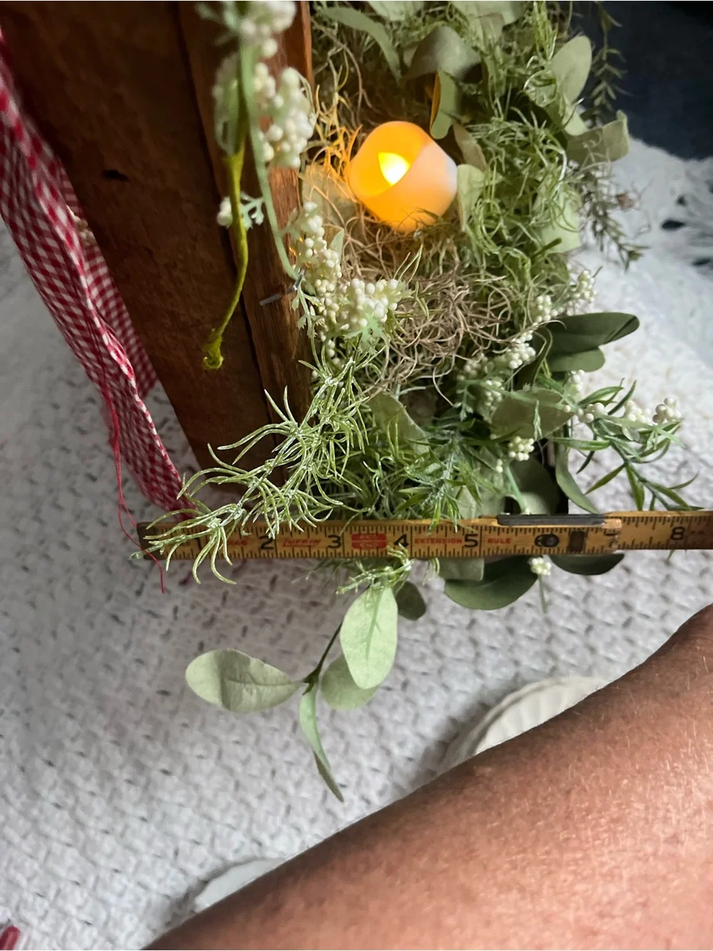 Rustic Windowbox Accent with Greenery and Soft Candle Light